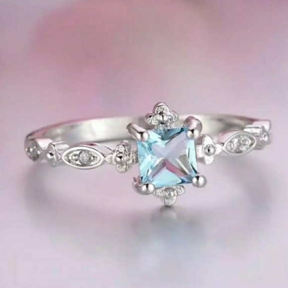 Jewelry - *NEW Blue Topaz Diamond 925 Sterling Silver Ring